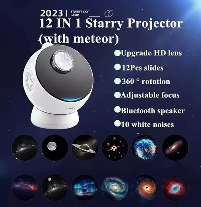 3D Galaxy Shooting Star Projector Night Lights High Definition Starry Projection Lamp with Bluetooth Speaker for Kids Xmas Gifts