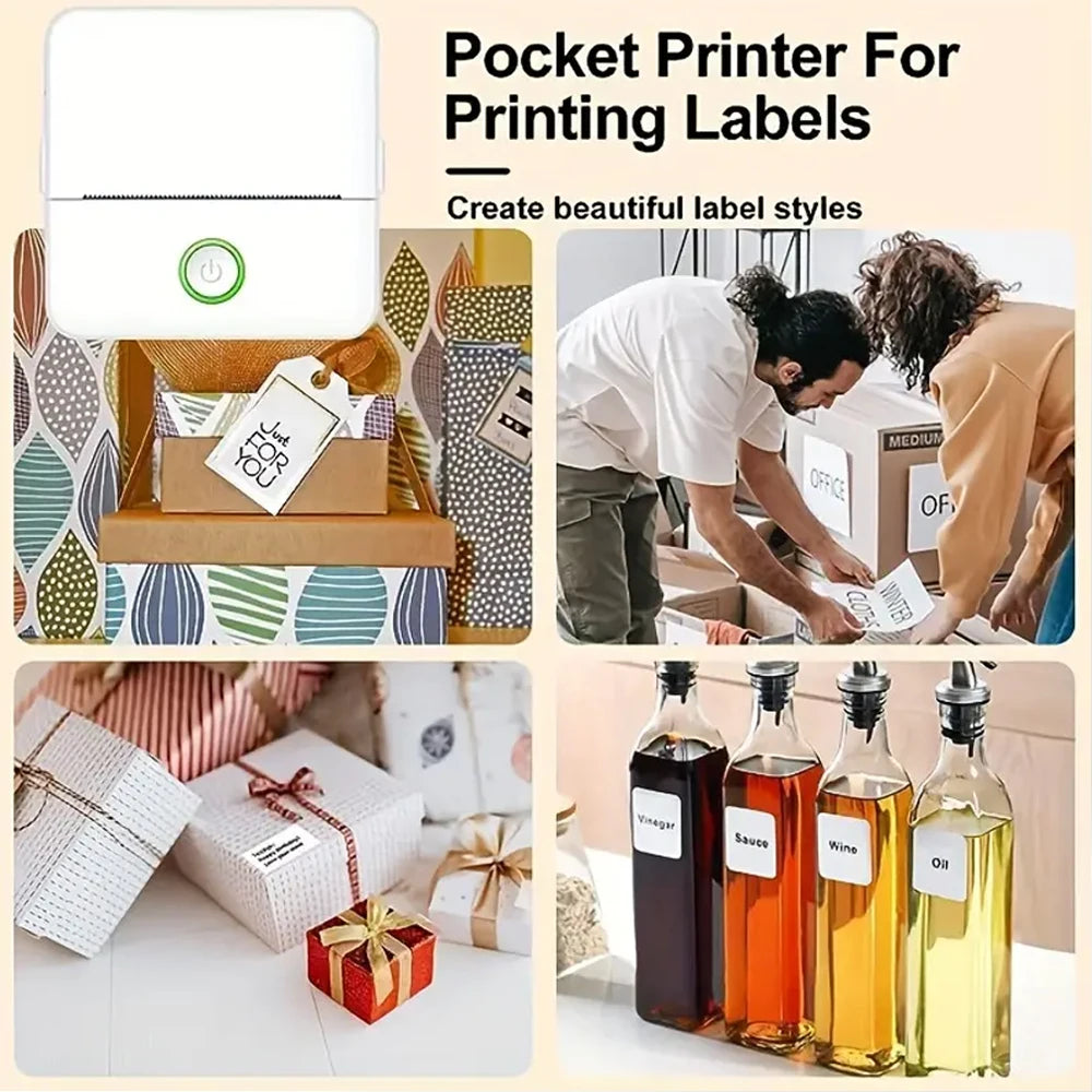 Mini Printer, Inkless Sticker Maker, Free Cut Small Pocket Printer