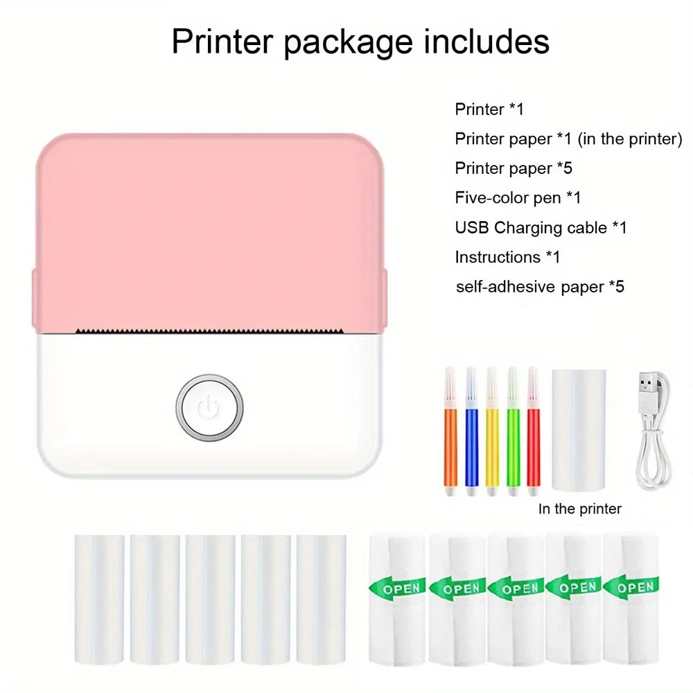 Mini Printer, Inkless Sticker Maker, Free Cut Small Pocket Printer