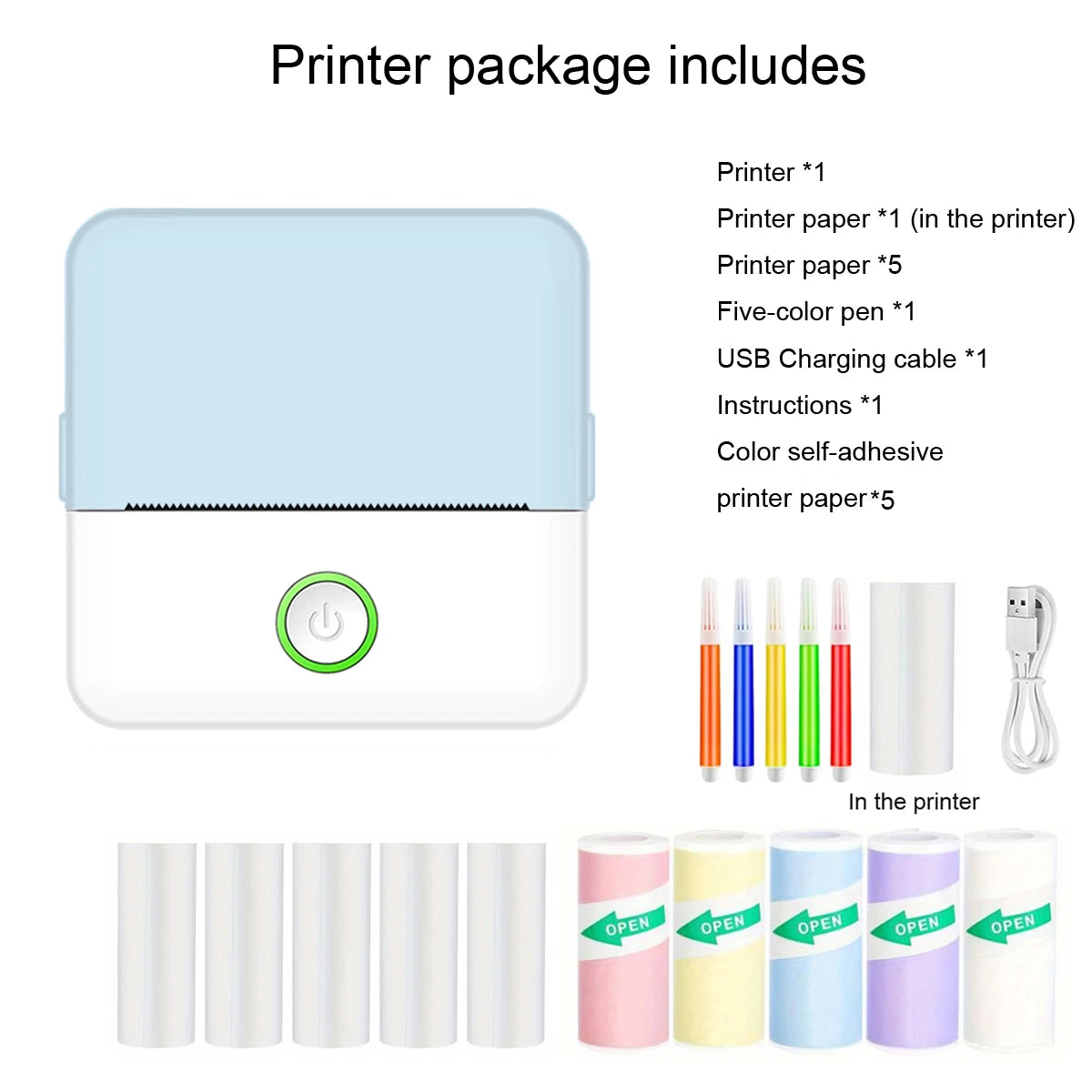 Mini Printer, Inkless Sticker Maker, Free Cut Small Pocket Printer