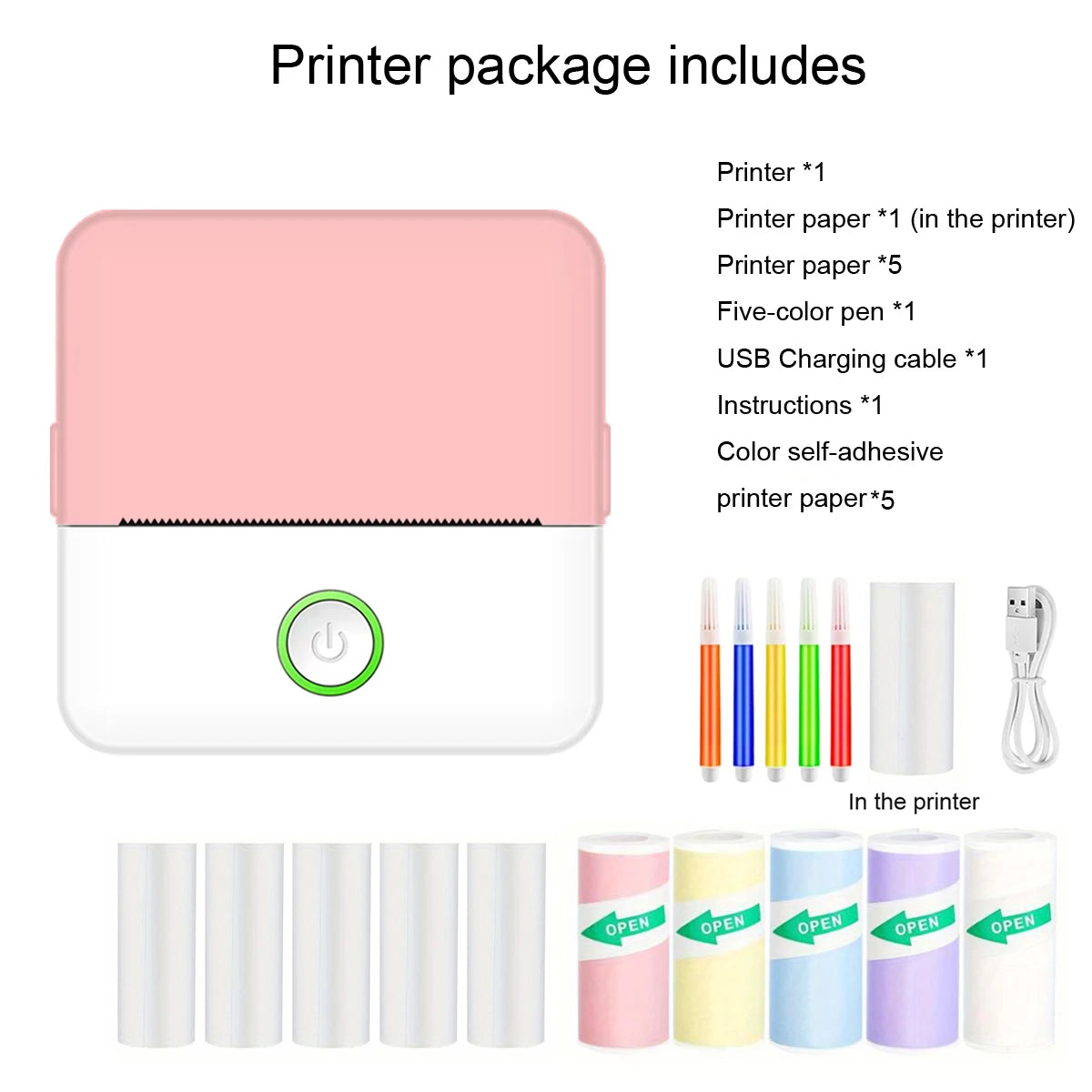 Mini Printer, Inkless Sticker Maker, Free Cut Small Pocket Printer