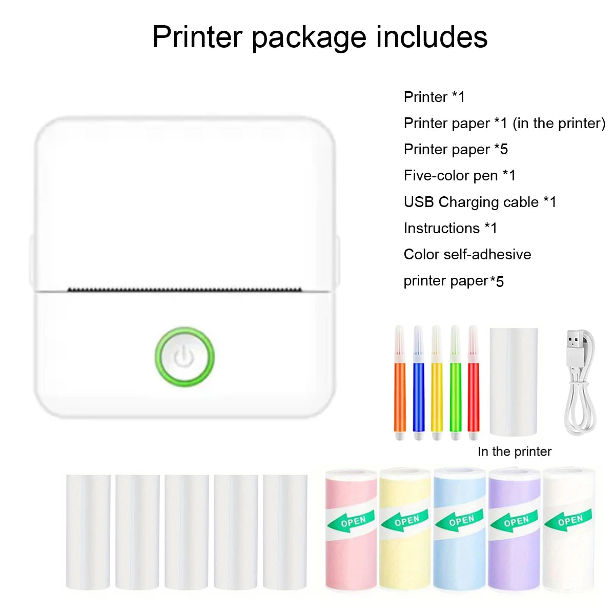 Mini Printer, Inkless Sticker Maker, Free Cut Small Pocket Printer